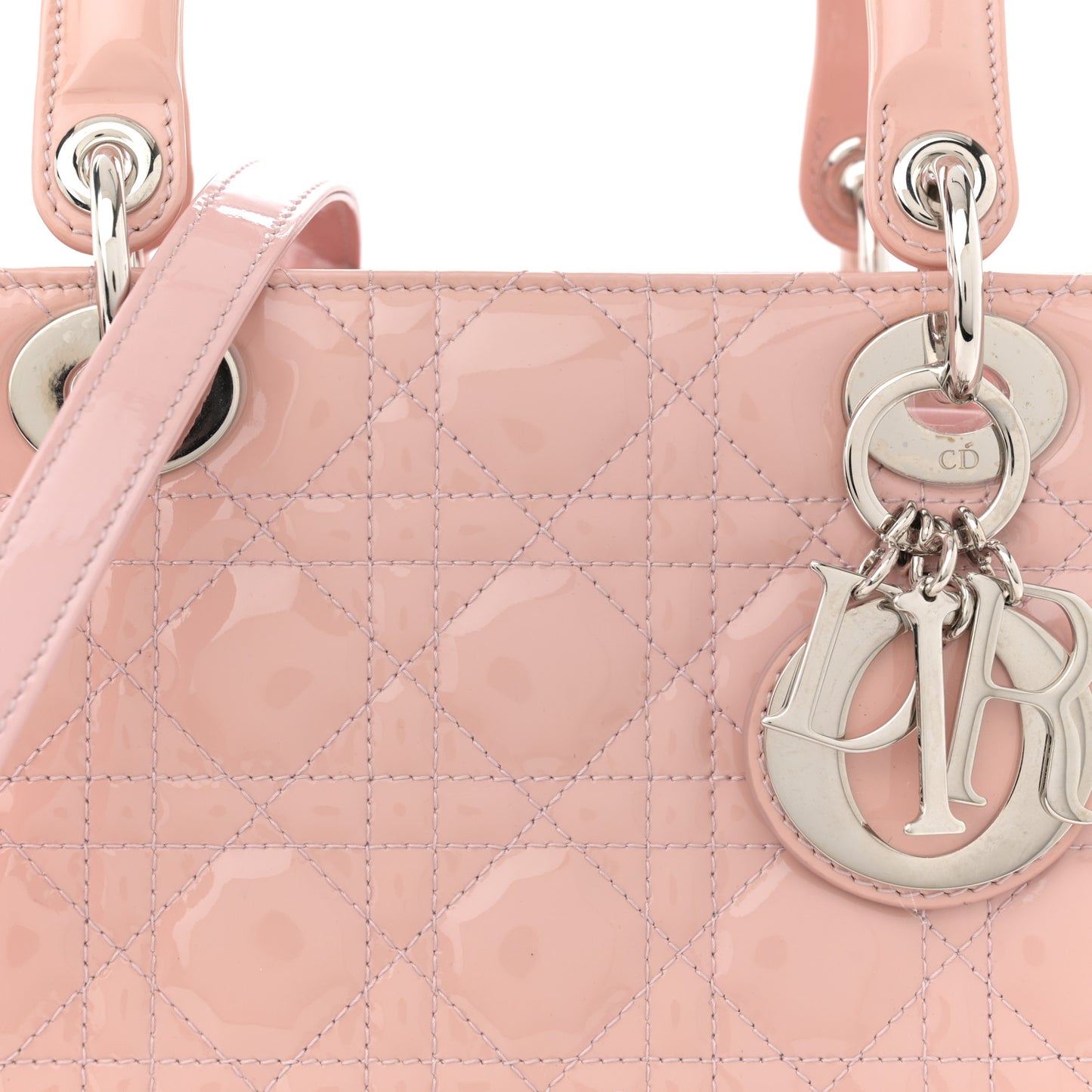 Patent Cannage Medium Lady Dior Rose Clair