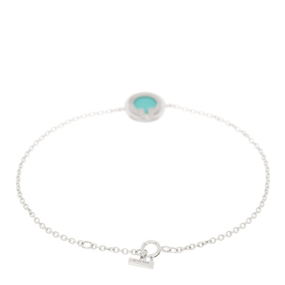 Tiffany 18K White Gold Diamond Turquoise T Circle Bracelet 3 of 5