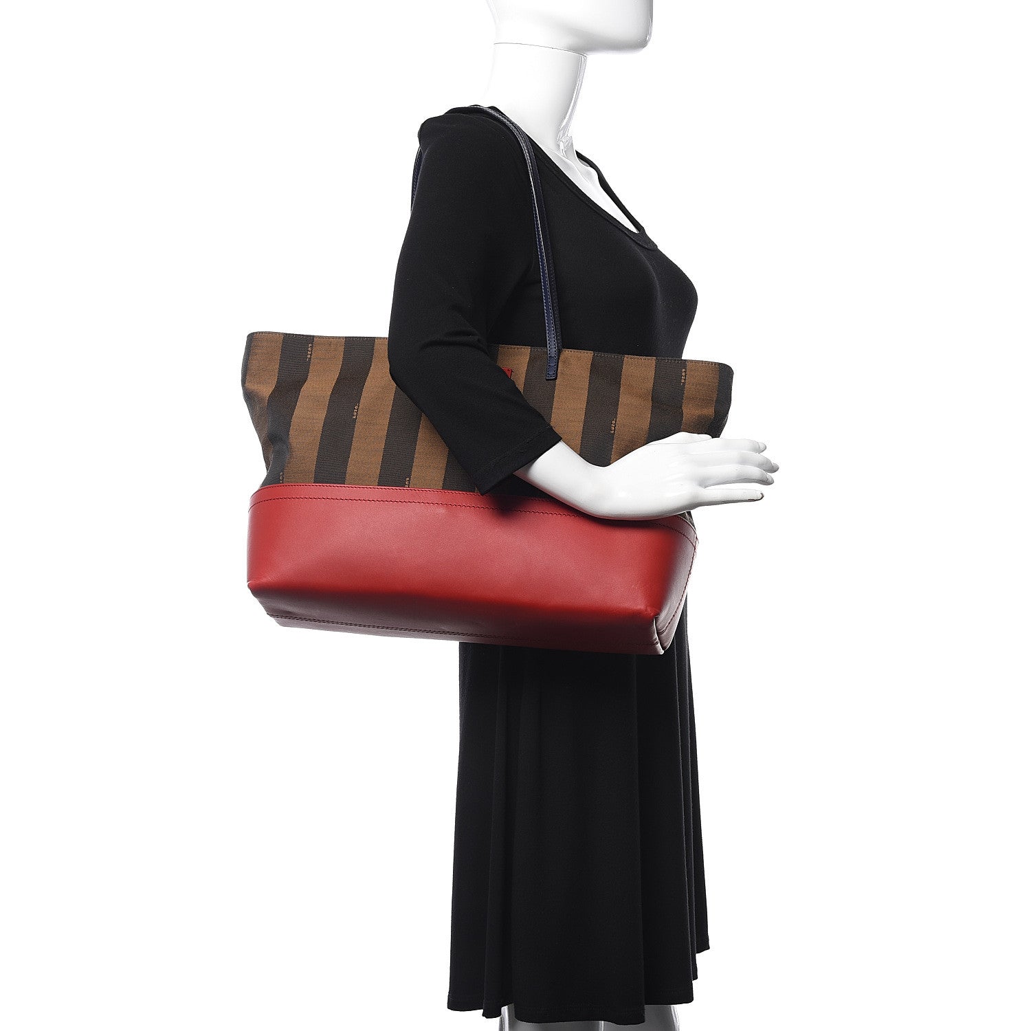 Fendi Pequin Cuoio Vegetale Medium Roll Tote Tobacco Rosso Blue Mirto Miele 2 of 10