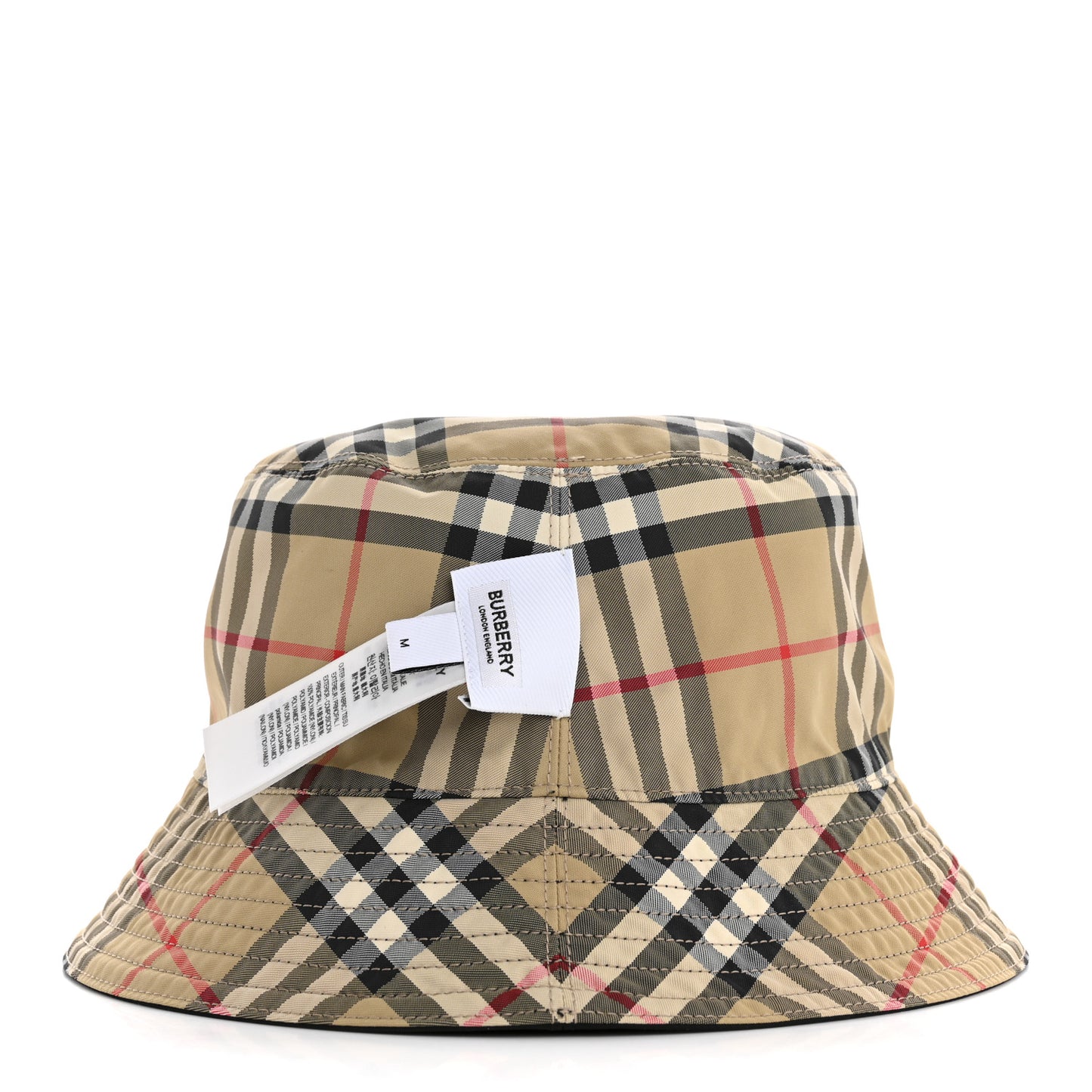 Cotton Gabardine Vintage Check Reversible Bucket Hat M Black Sand
