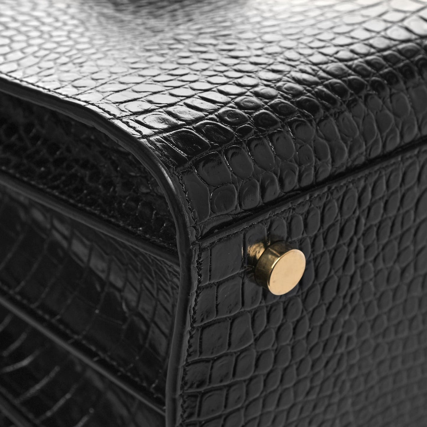 Patent Crocodile Embossed Small Sac de Jour Black