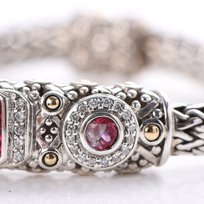 John Hardy Sterling Silver 18K Yellow Gold Pink Topaz Diamond Batu Sari Bracelet 5 of 9