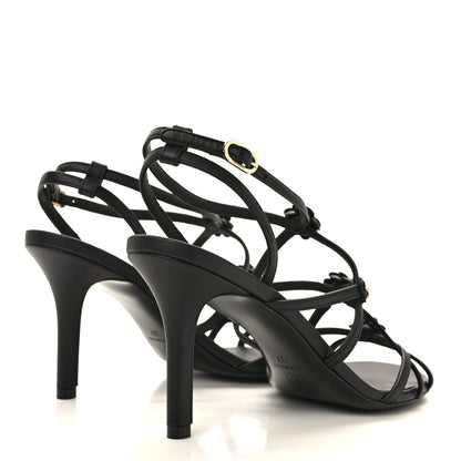 Chanel Calfskin Camellia Sandals 37 Black 4 of 8