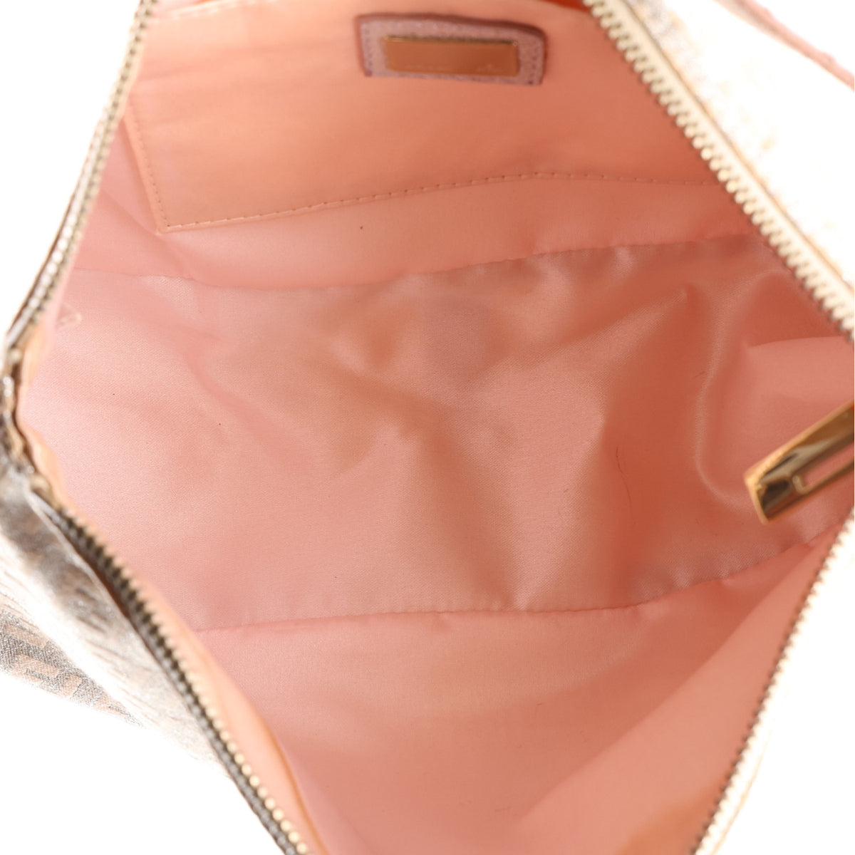 Fendi Metallic Jacquard Zucchino Vitello Pochette Cipria Argento Grigio 5 of 10