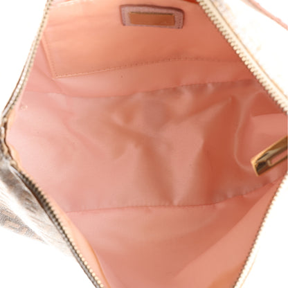 Fendi Metallic Jacquard Zucchino Vitello Pochette Cipria Argento Grigio 5 of 10