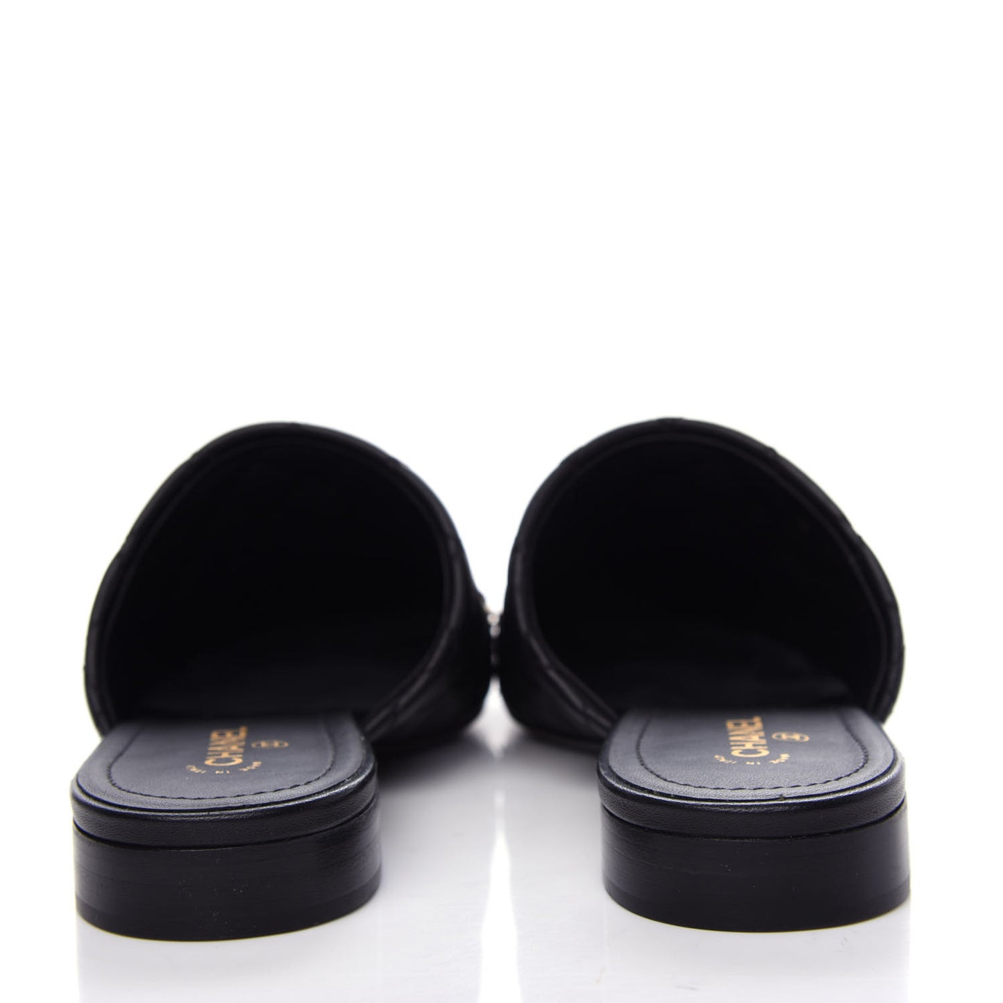 Lambskin Quilted Chain Mules 39 Black