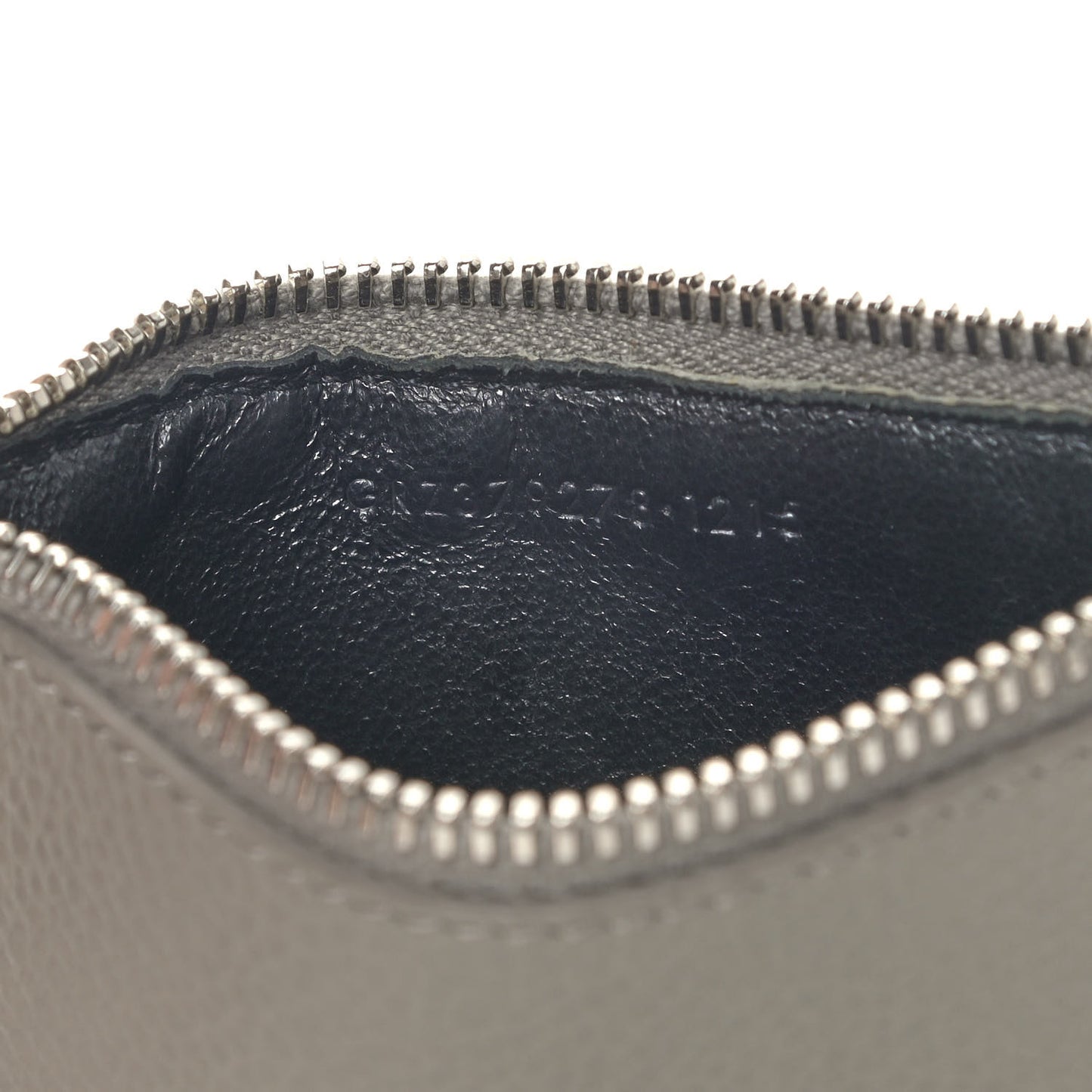 Grained Calfskin 5 Fragments Zip Pouch Card Holder Kaki Militaire