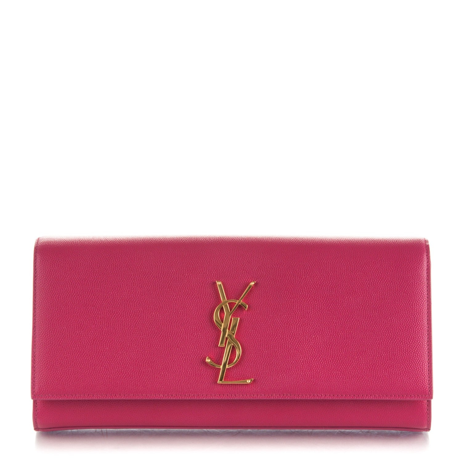 Saint Laurent Grain De Poudre Classic Monogram Clutch Bubblegum 1 of 7