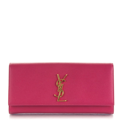 Saint Laurent Grain De Poudre Classic Monogram Clutch Bubblegum 1 of 7