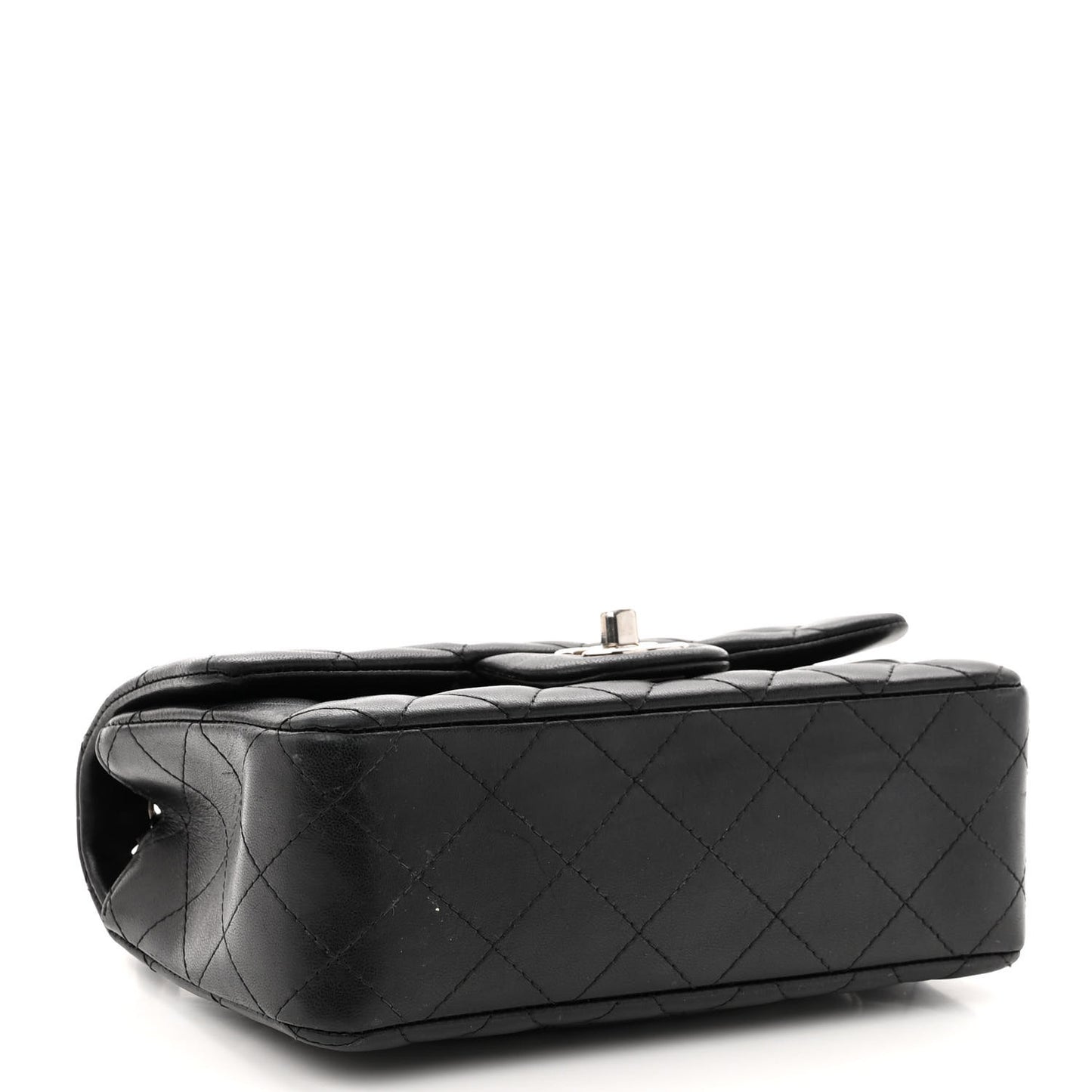 Lambskin Quilted Mini Rectangular Flap Black