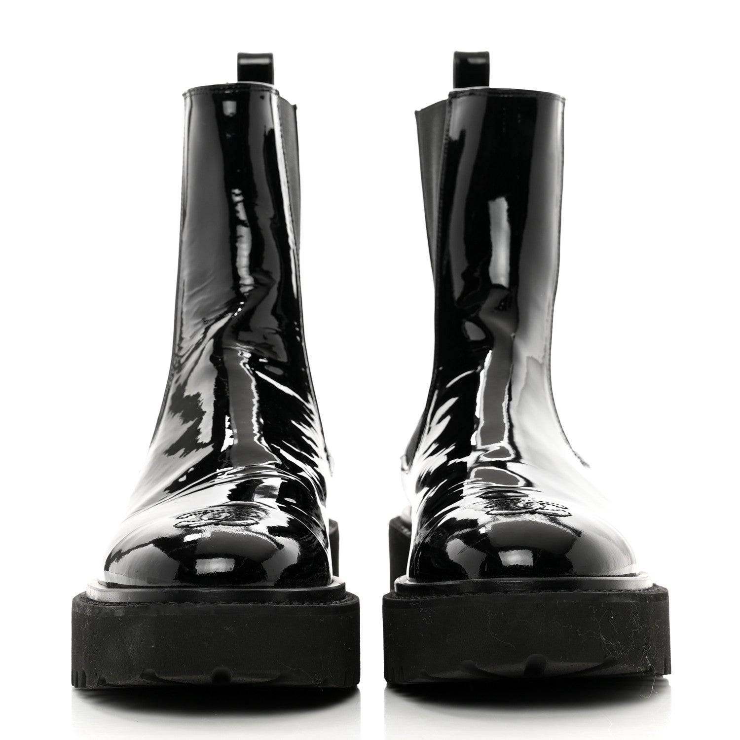 Chanel Patent Cap Toe Short Boots 37 Black 2 of 10
