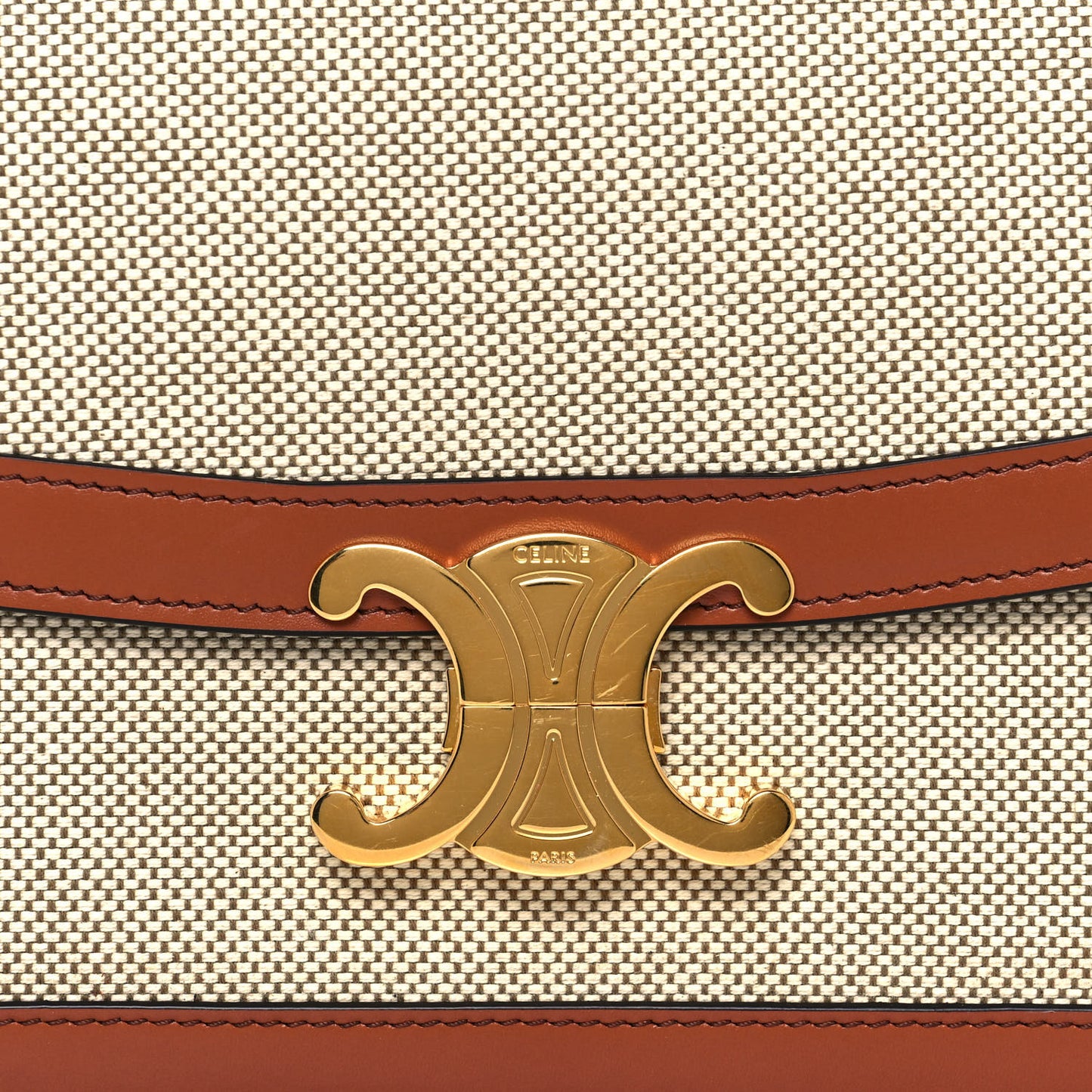 Textile Calfskin Classique Triomphe Bag Natural Tan