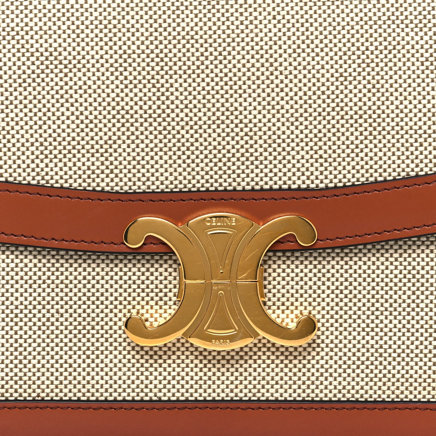 Celine Textile Calfskin Classique Triomphe Bag Natural Tan 9 of 14