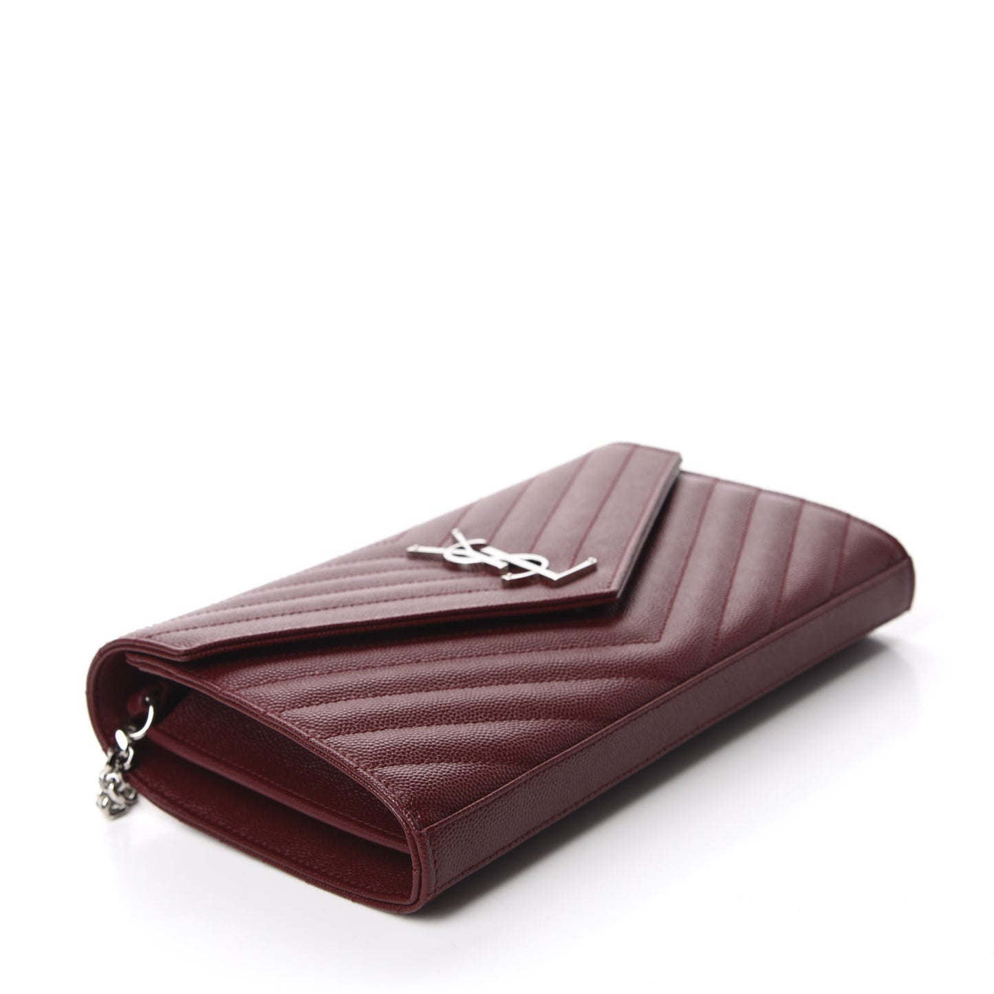 Grain De Poudre Matelasse Chevron Monogram Chain Wallet Palissandre