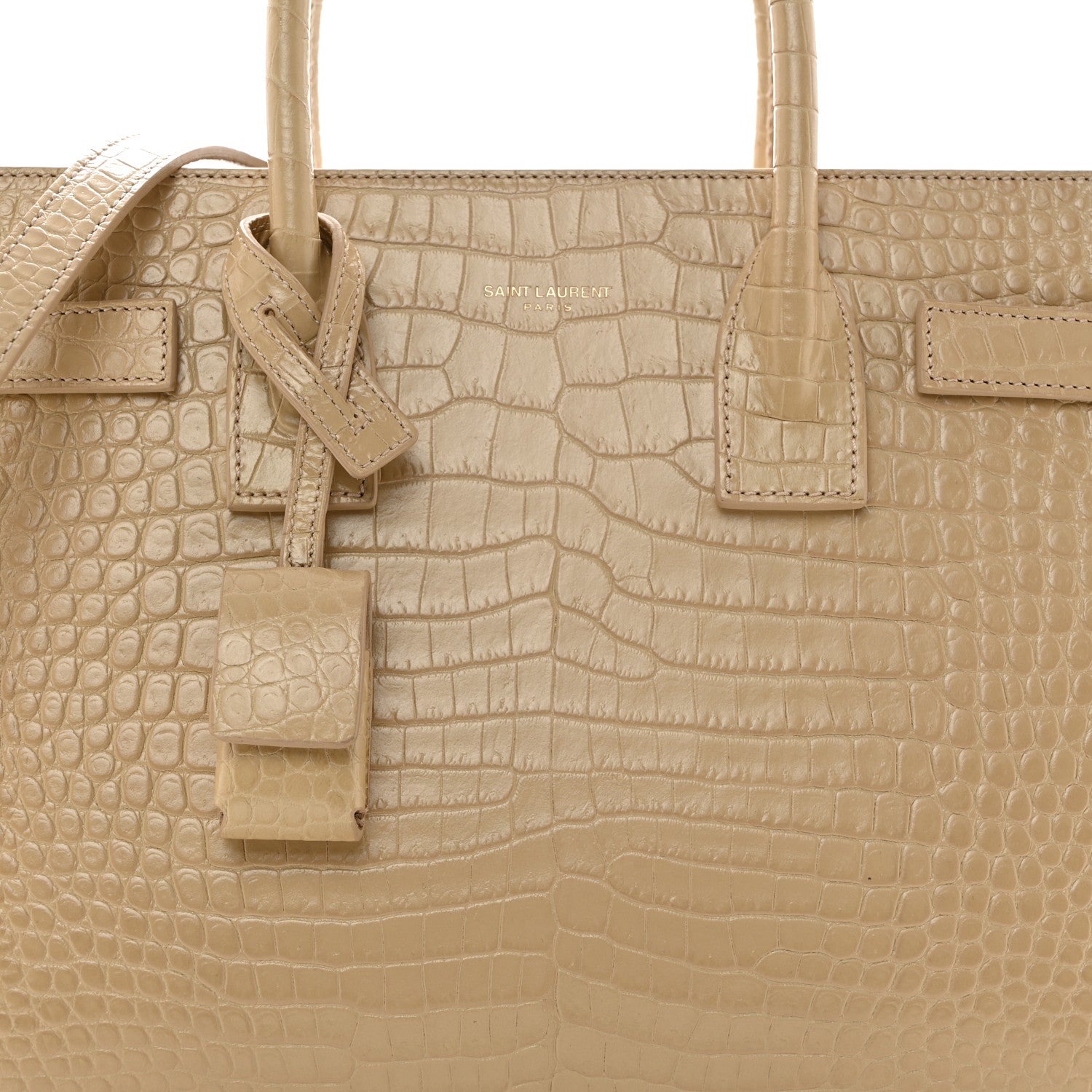 Saint Laurent Calfskin Crocodile Embossed Baby Sac De Jour Nude 8 of 11
