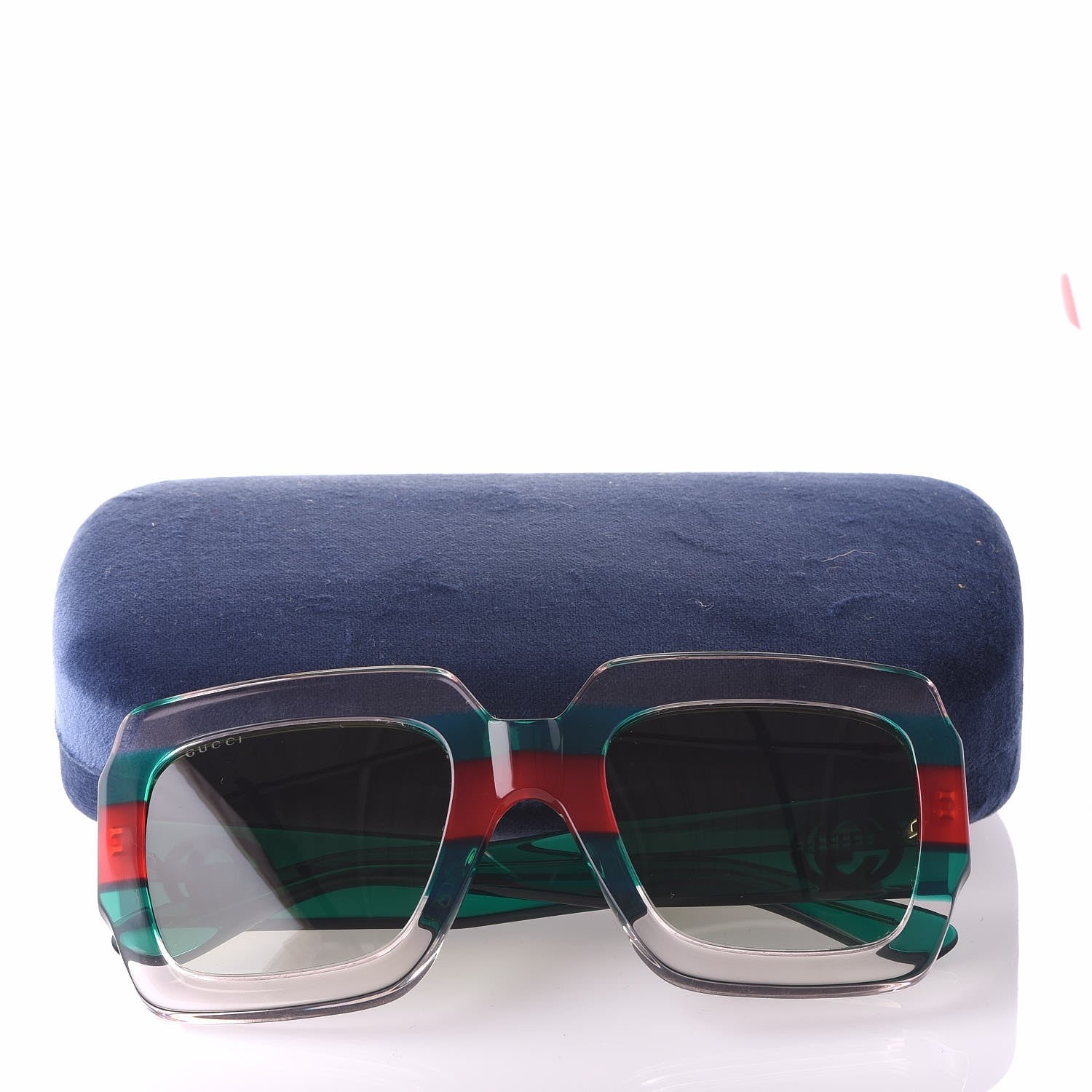 Gucci Square Web Frame GG0178S Sunglasses Green Red 7 of 7