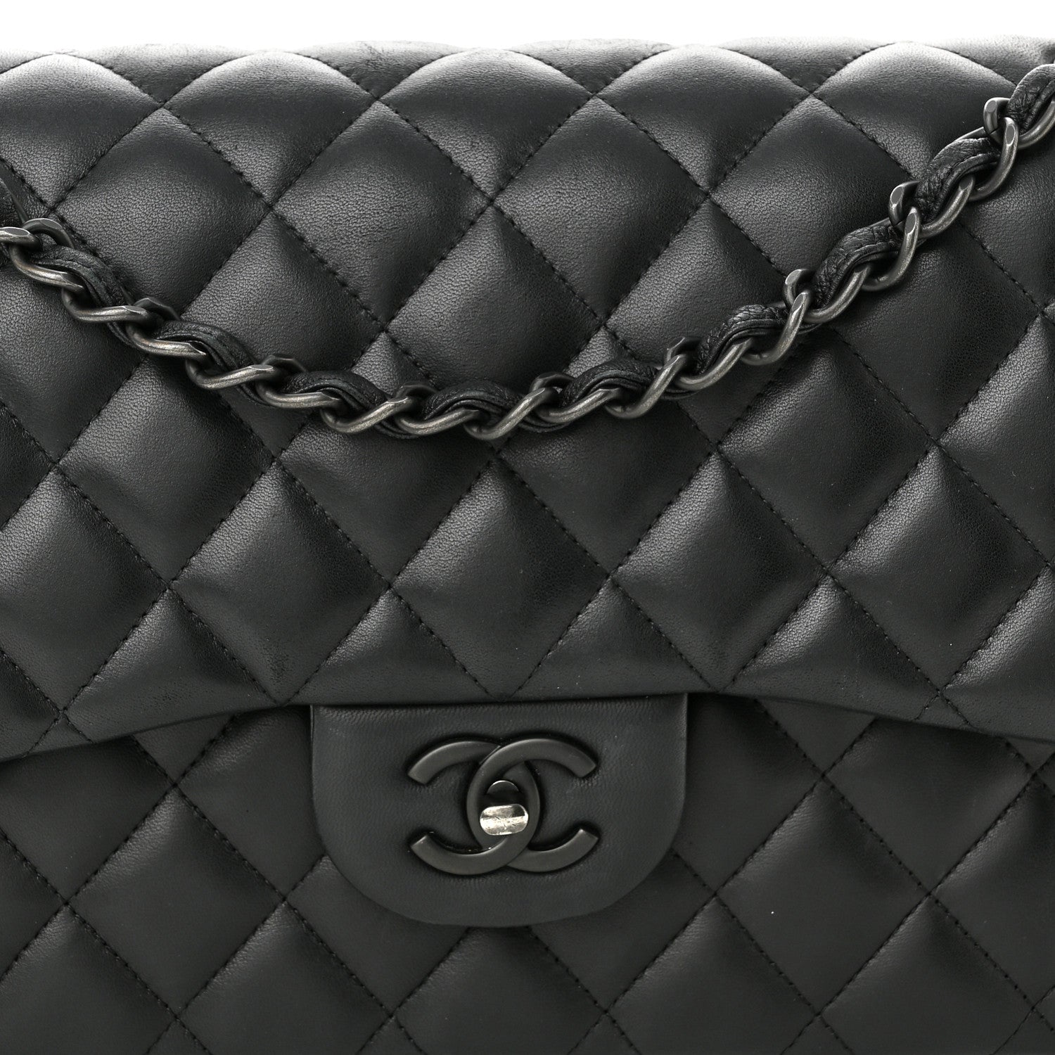 Chanel Lambskin Quilted Jumbo Double Flap So Black 8 of 10