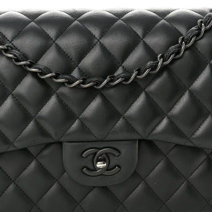 Chanel Lambskin Quilted Jumbo Double Flap So Black 8 of 10
