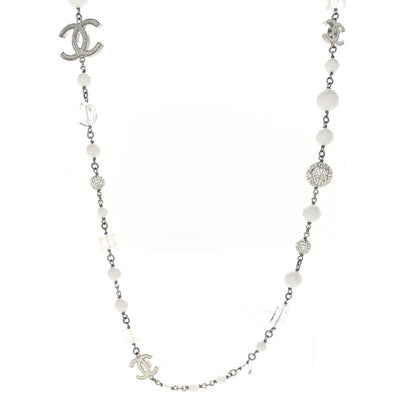 Chanel Enamel Crystal CC Long Necklace White 1 of 6