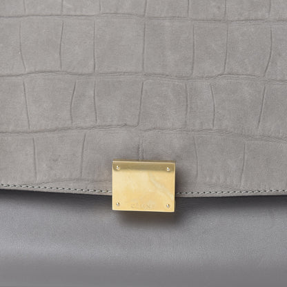 Celine Crocodile Embossed Nubuck Medium Trapeze Grey 9 of 9