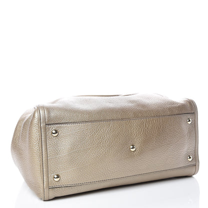 Gucci Metallic Pebbled Calfskin Medium Soho Shoulder Bag Golden Beige 4 of 13