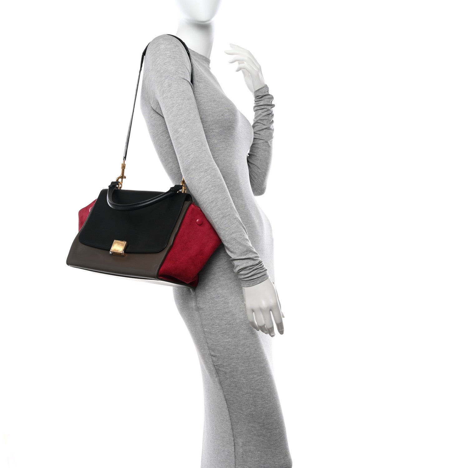 Celine Smooth Calfskin Suede Small Tri-Color Trapeze Pink 2 of 9