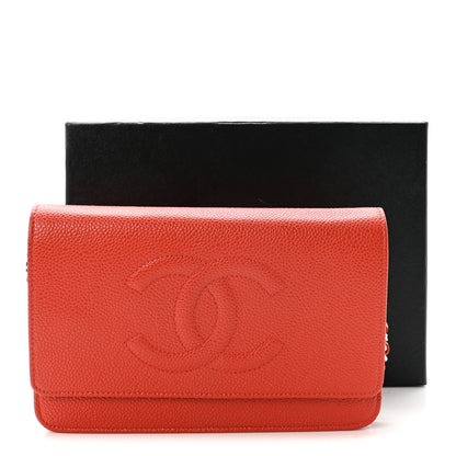 Chanel Caviar Timeless CC Wallet On Chain WOC Orange 12 of 12