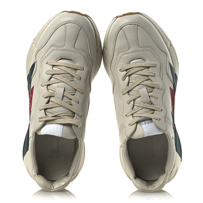 Gucci Calfskin Web Printed Mens Rhyton Sneakers 10 Mystic White 2 of 16