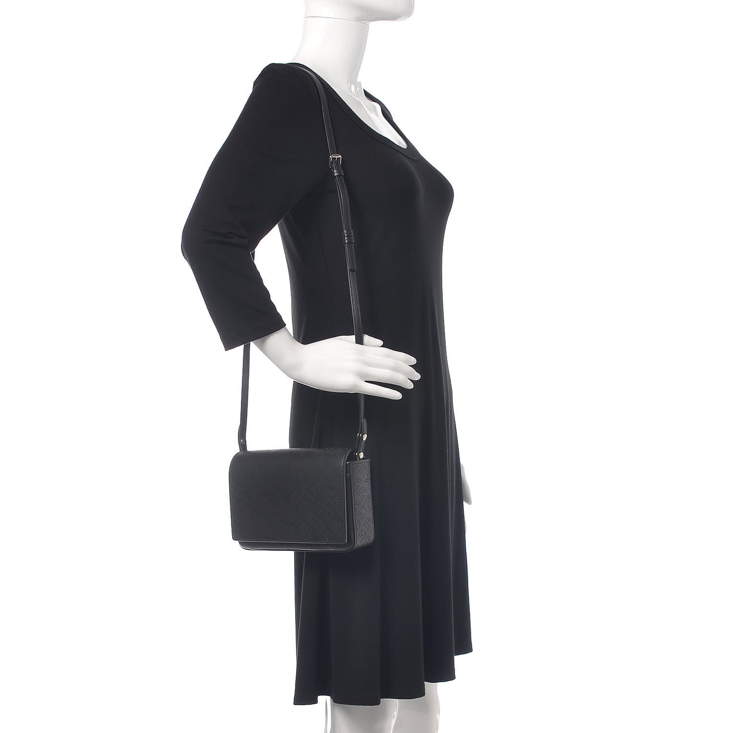 Calfskin Perforated Logo Hampshire Crossbody Black