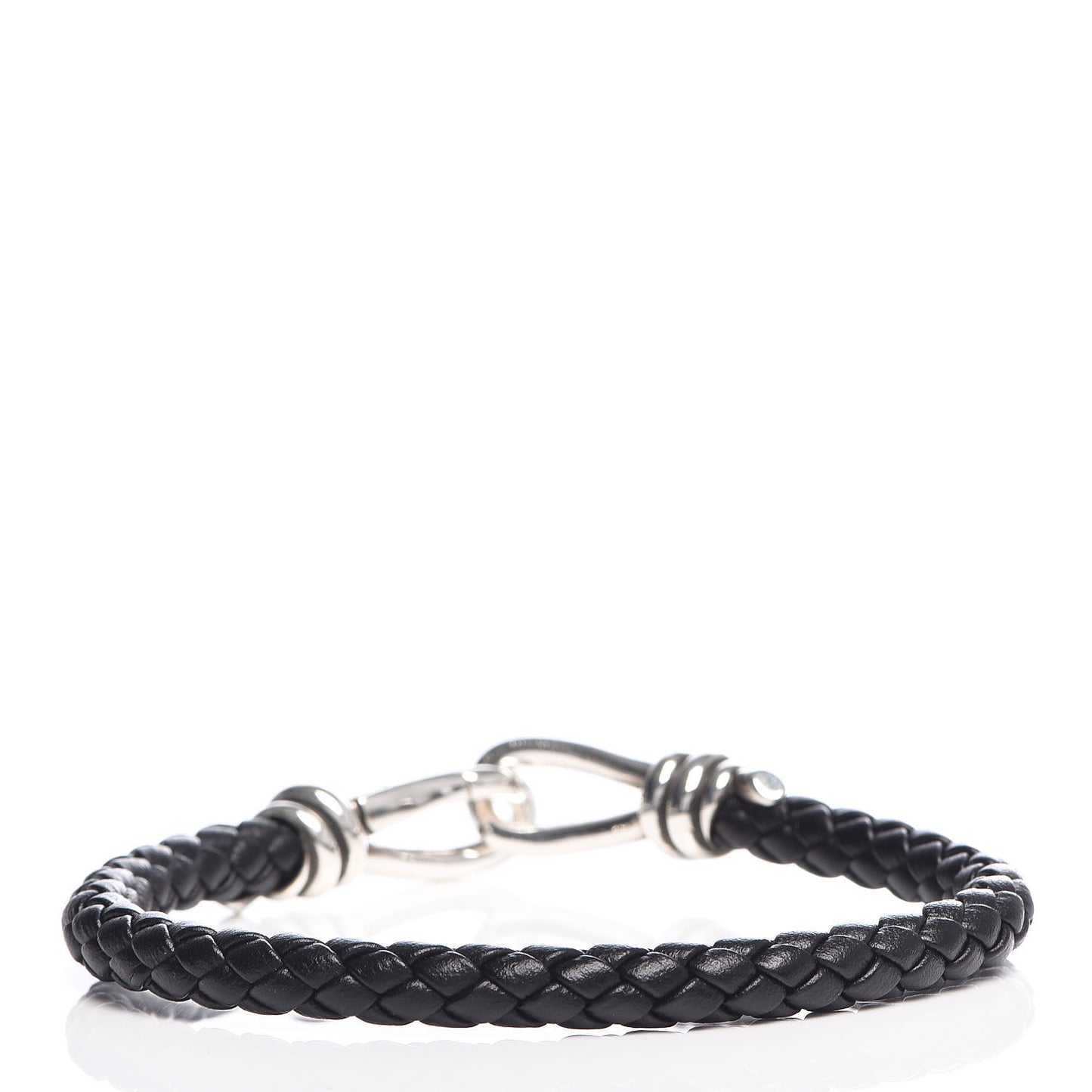 Sterling Silver Calfskin Paloma Picasso Knot Single Braid Bracelet Black