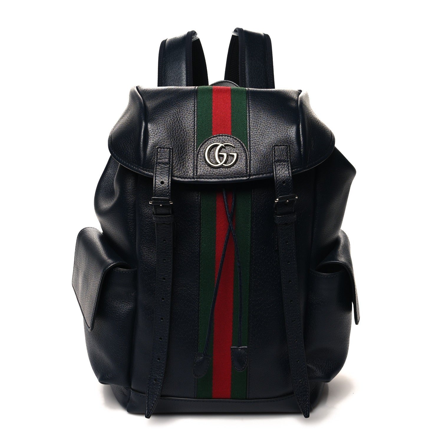 Gucci Textured Dollar Calfskin Web Medium Ophidia Double Buckle Backpack Blue Agata 1 of 10
