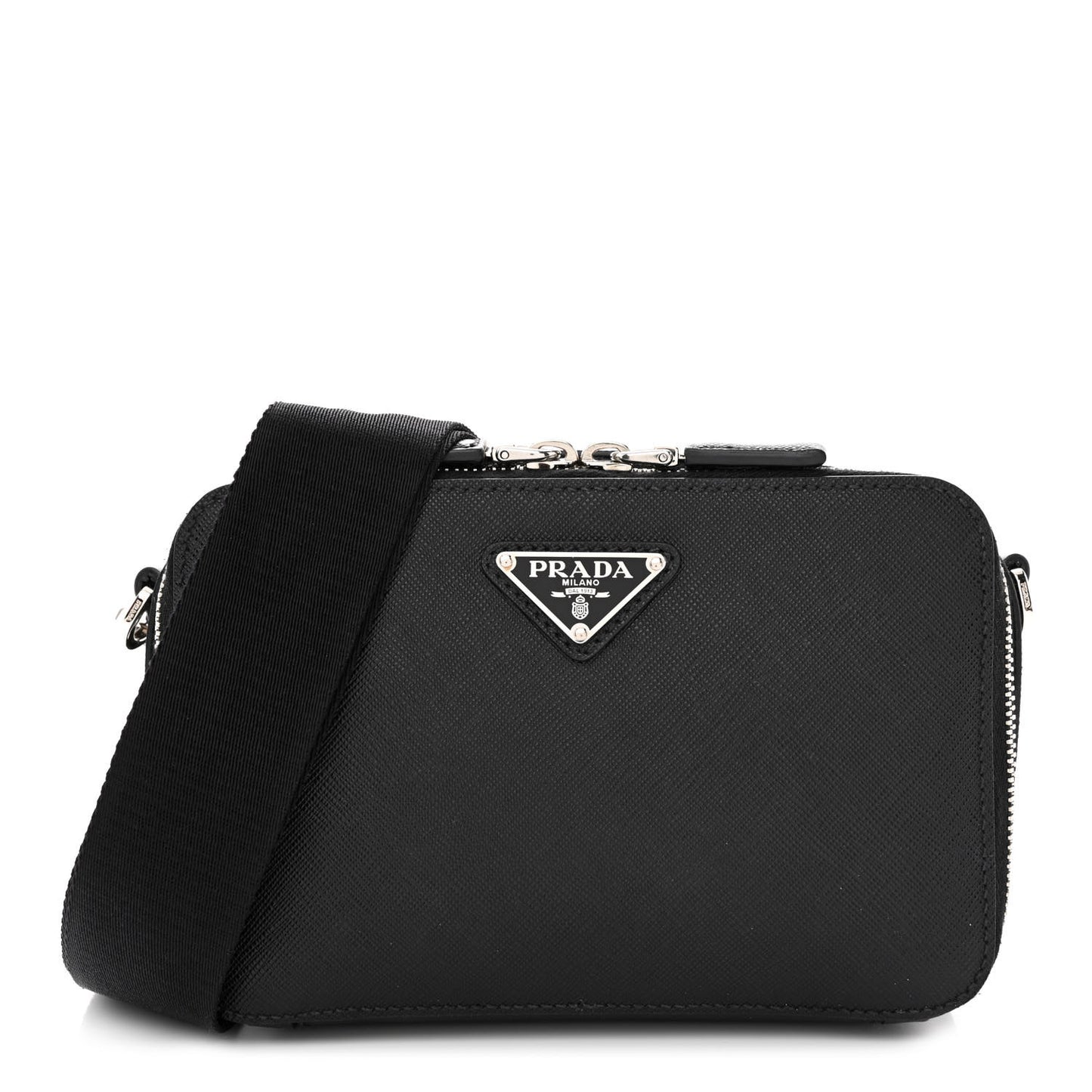 Saffiano Travel Small Brique Crossbody Bag Black