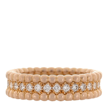 Van Cleef & Arpels 18K Rose Gold Diamond Perlee 1 Row Ring 50 5.25 3 of 5