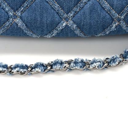 Chanel Denim Quilted Large Distressed Single Flap Blue 12 of 14