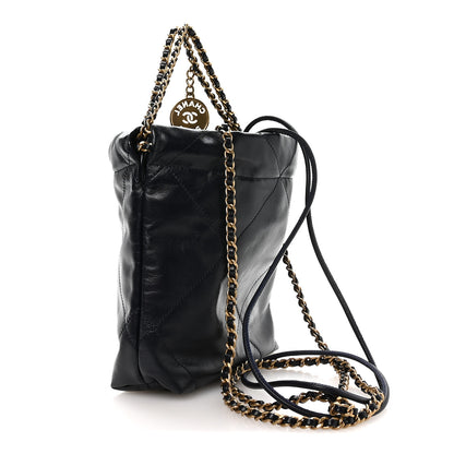 Chanel Shiny Calfskin Quilted Mini Chanel 22 Navy Blue 2 of 10