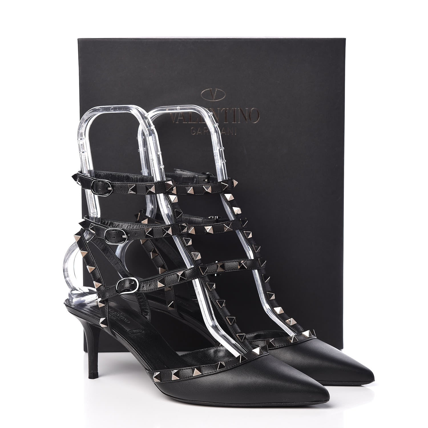 Valentino Garavani Nappa Rockstud Ankle Strap Low Heel Pumps 39 Black 13 of 13