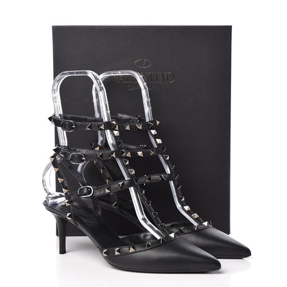 Valentino Garavani Nappa Rockstud Ankle Strap Low Heel Pumps 39 Black 13 of 13