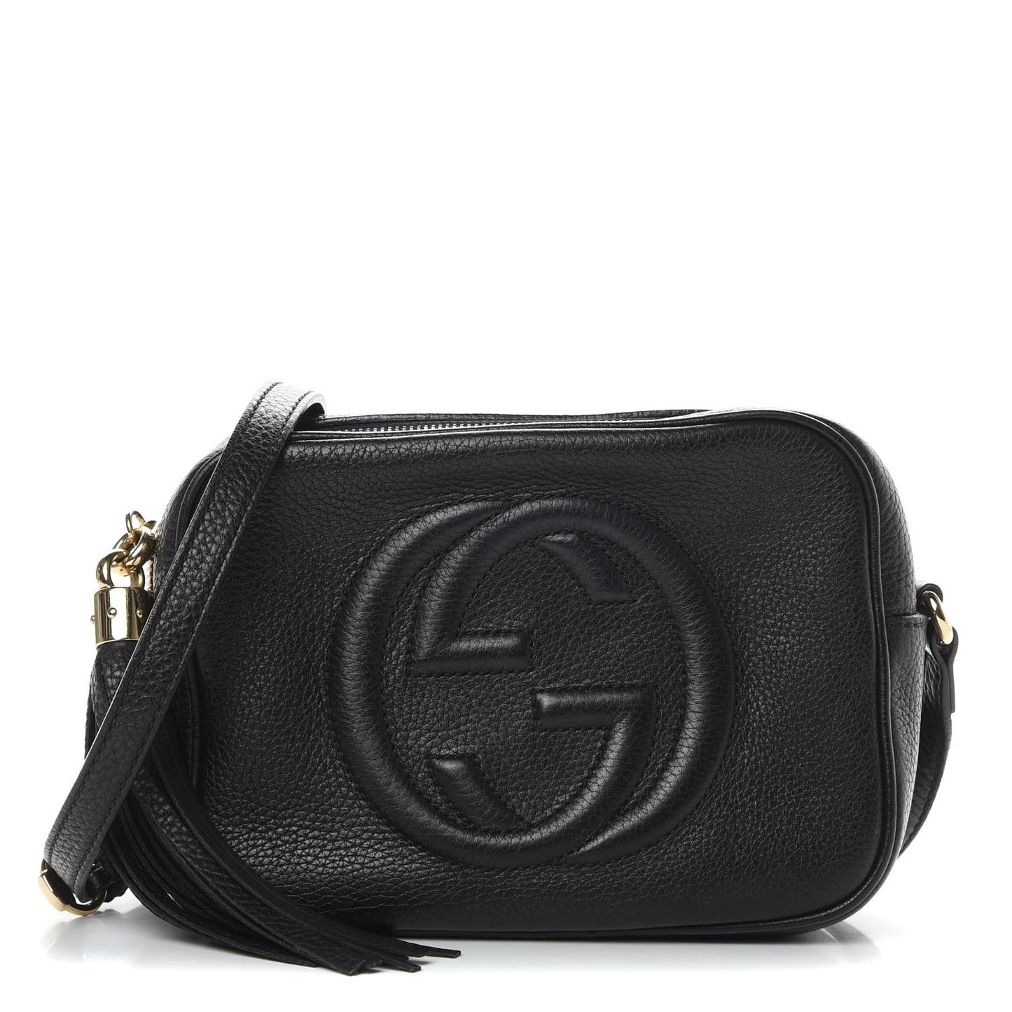 Pebbled Calfskin Small Soho Disco Bag Black