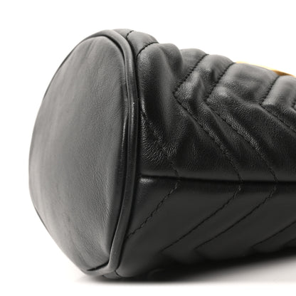 Gucci Calfskin Matelasse Mini GG Marmont 2.0 Bucket Bag Black 9 of 9