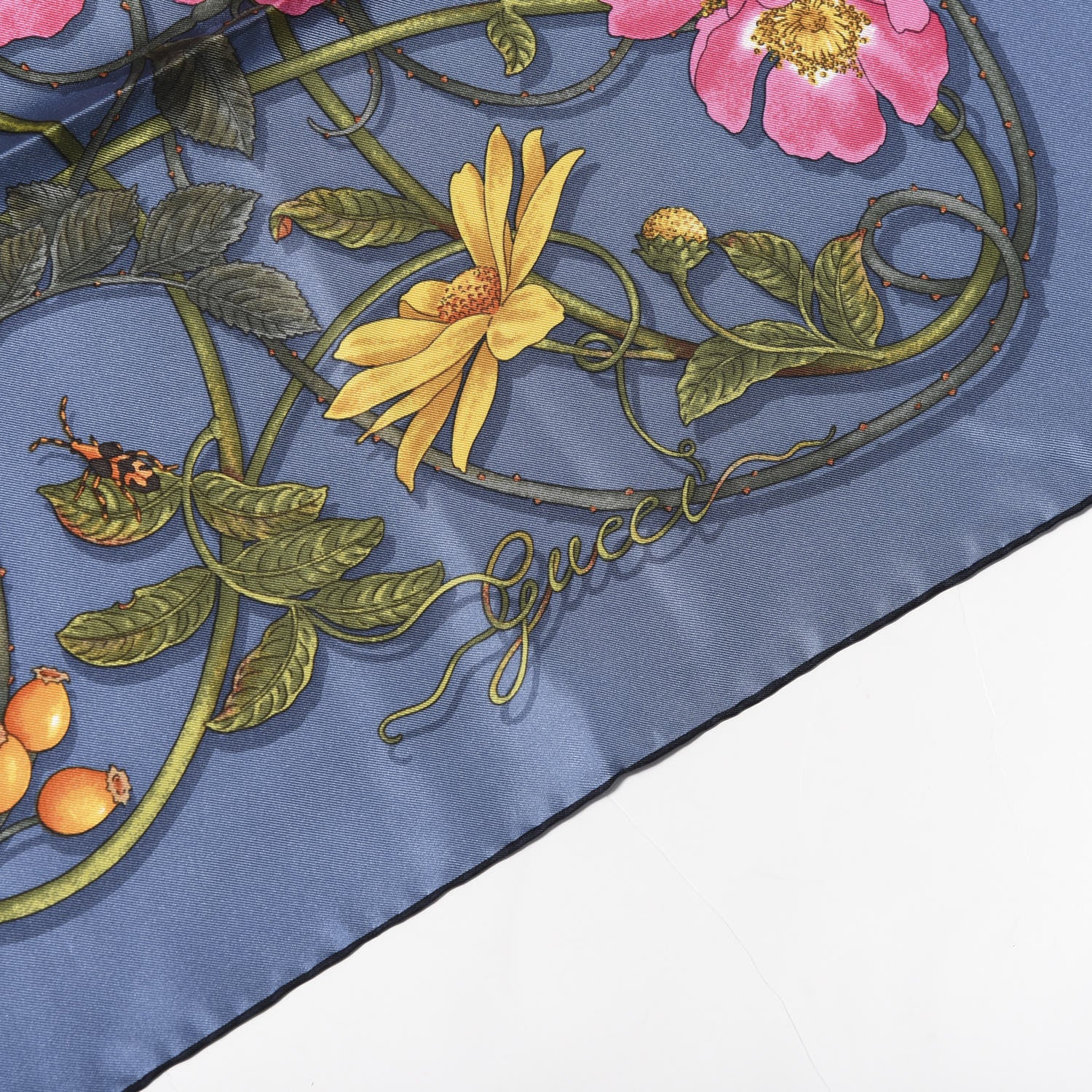 Gucci Silk Twill Flowerwebby Square Scarf Sky Blue 3 of 4