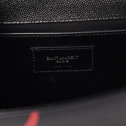 Saint Laurent Grain De Poudre Medium Classic Monogram Flame Print Kate Satchel Black 7 of 11