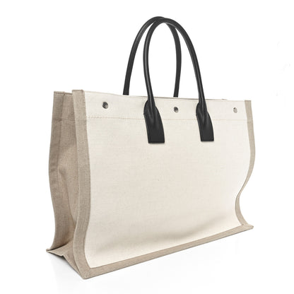 Saint Laurent Linen Calfskin Rive Gauche Tote Greggio Natural 3 of 9