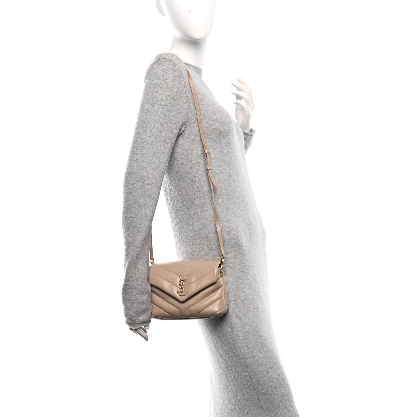 Calfskin Y Quilted Monogram Toy Loulou Crossbody Bag Dark Beige