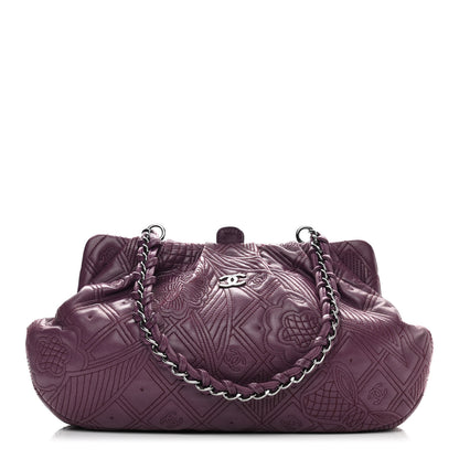 Chanel Lambskin Embroidered Frame Bag Purple 1 of 10