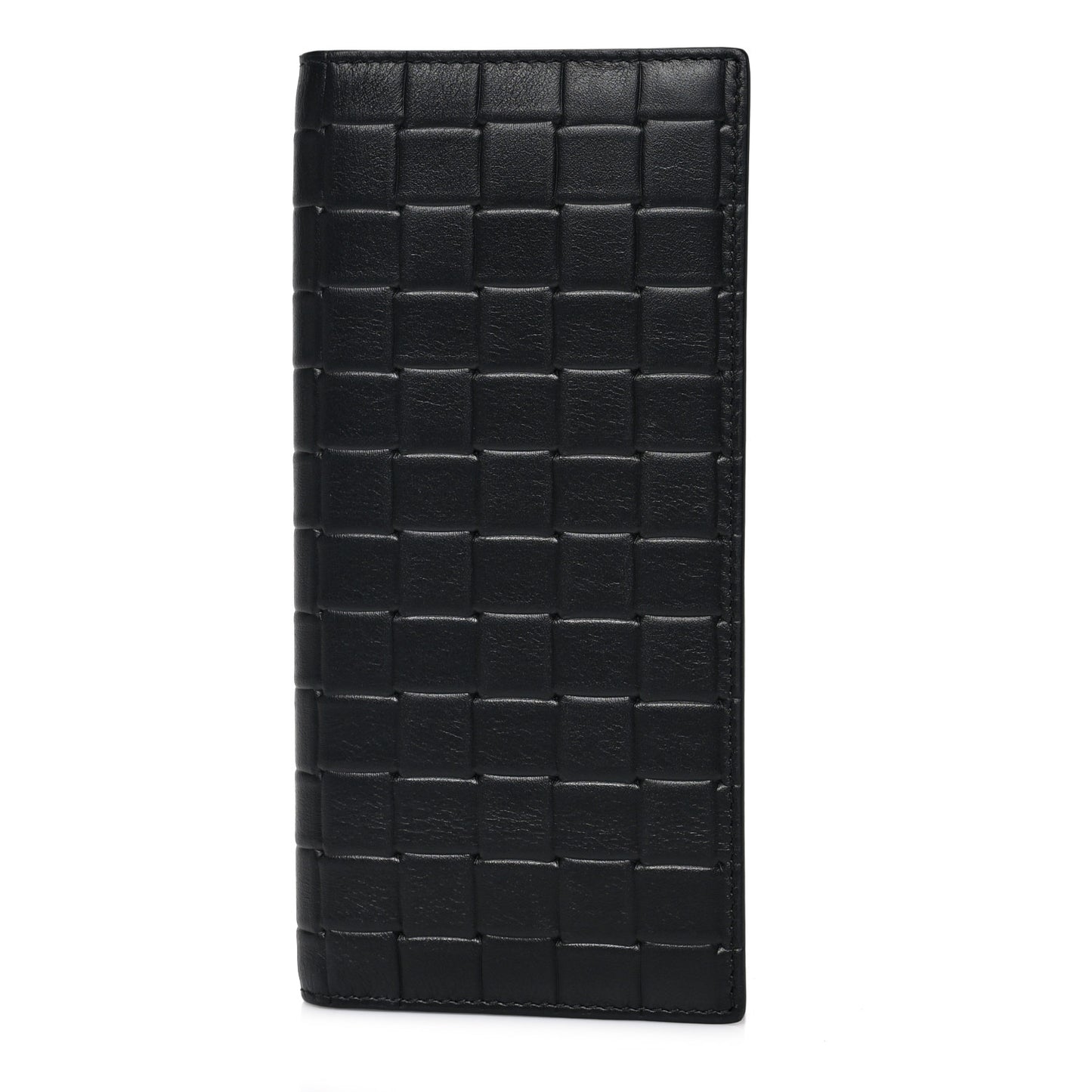 Calfskin Grid Continental Wallet Black