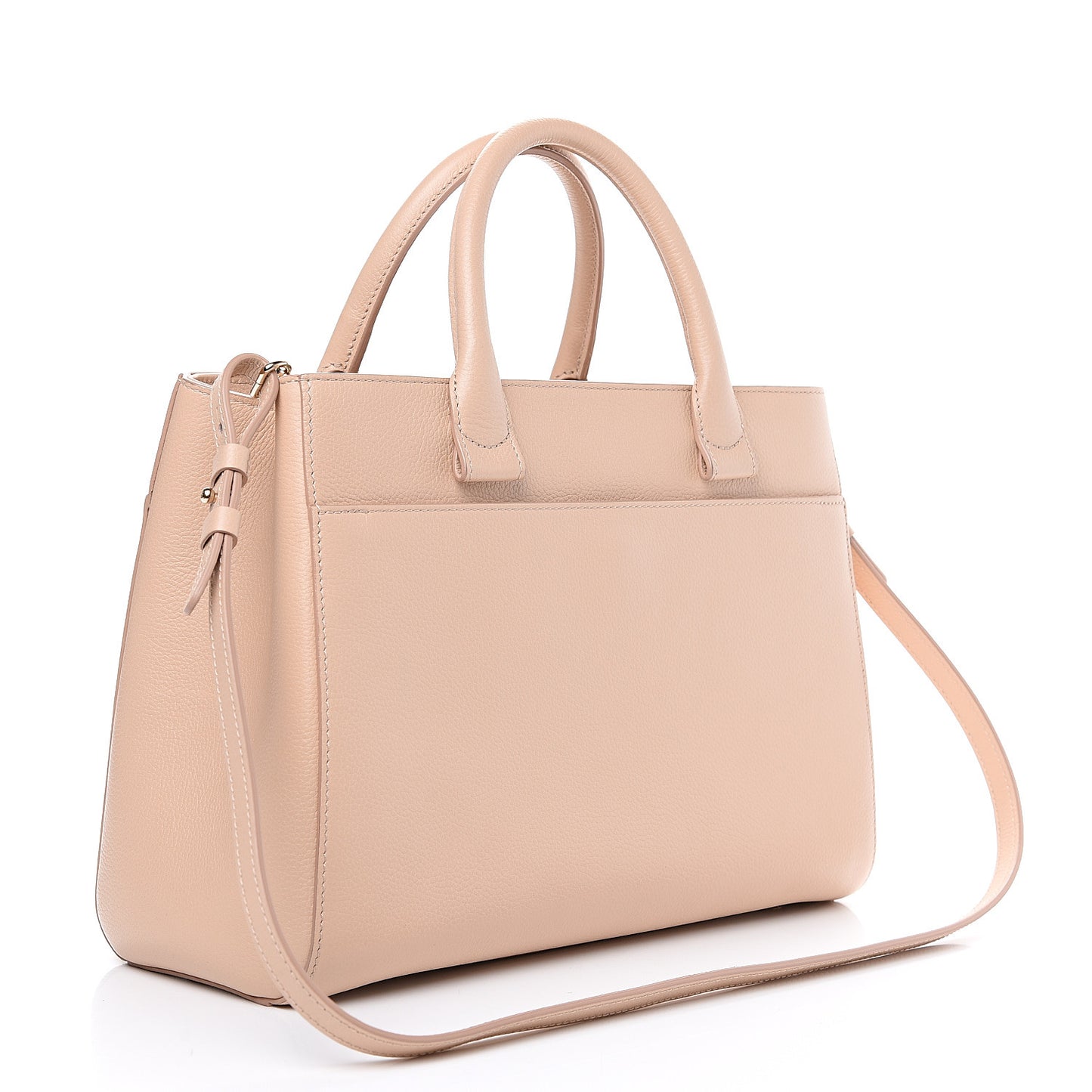 Grained Calfskin Small Neo Executive Shopper Tote Beige