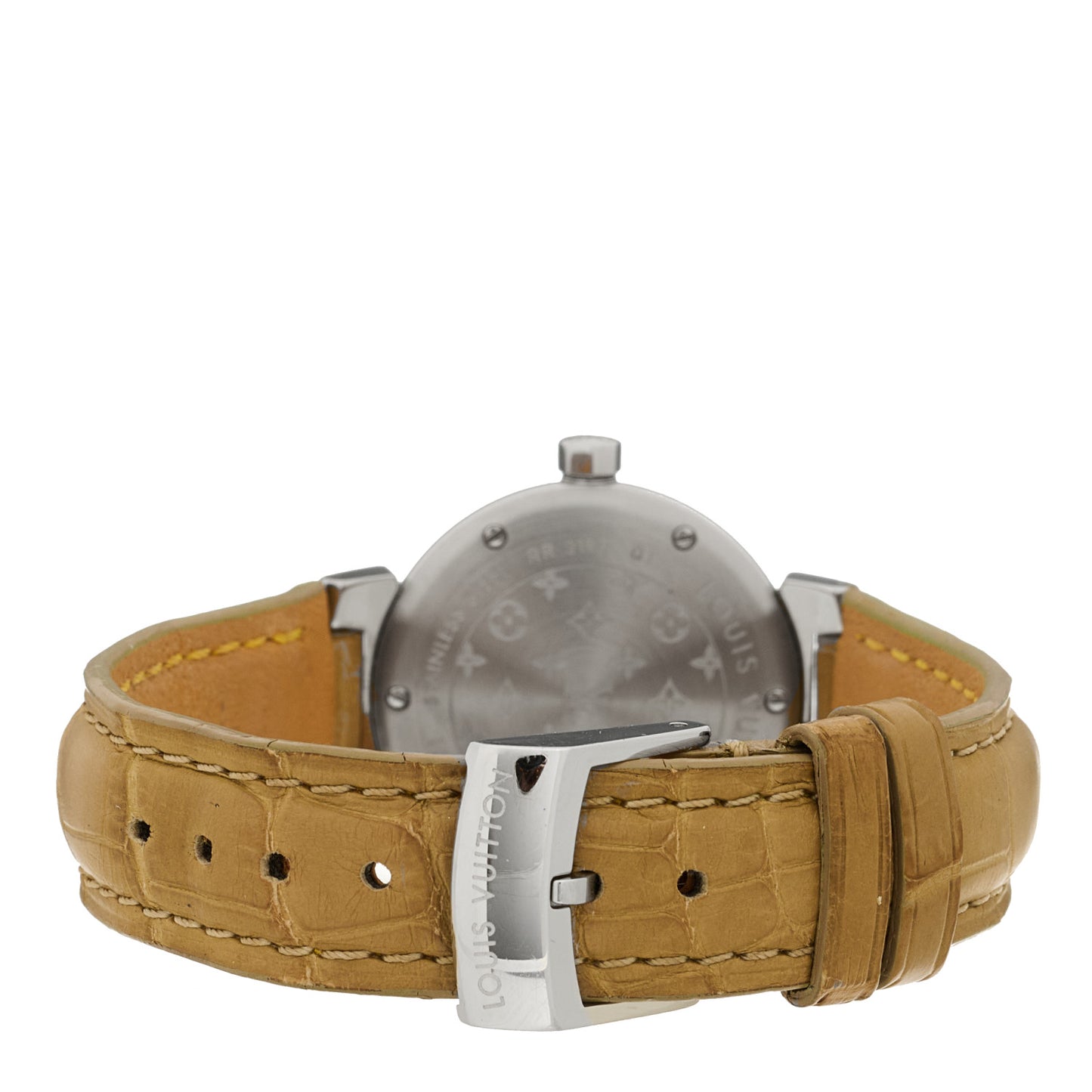 Stainless Steel Alligator Mother of Pearl 28mm Tambour Lovely Quartz Watch