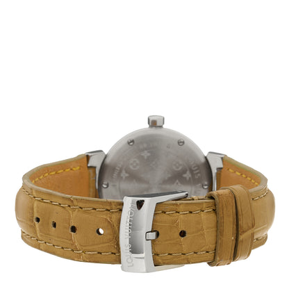Louis Vuitton Stainless Steel Alligator Mother of Pearl 28mm Tambour Lovely Quartz Watch 3 of 5