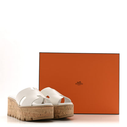 Hermes Calfskin Cork Eze 30 Sandals 37 White 10 of 10