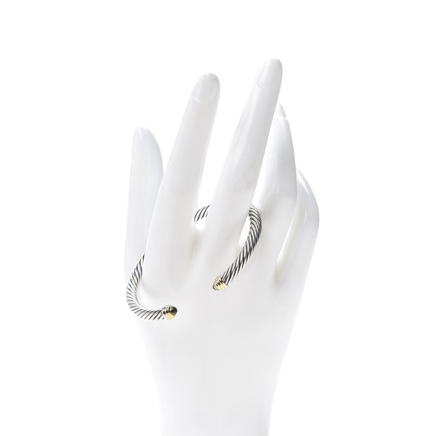 Sterling Silver 14K Yellow Gold Peridot 5mm Cable Classics Petite Color Bracelet
